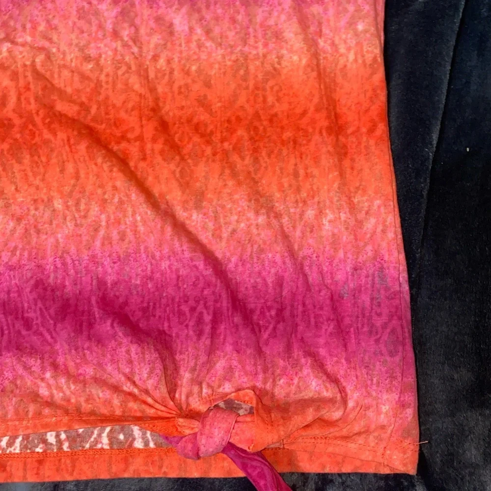 Lauren Ralph Lauren Womens Pink & Orange Top With Tie At Bottom Size S